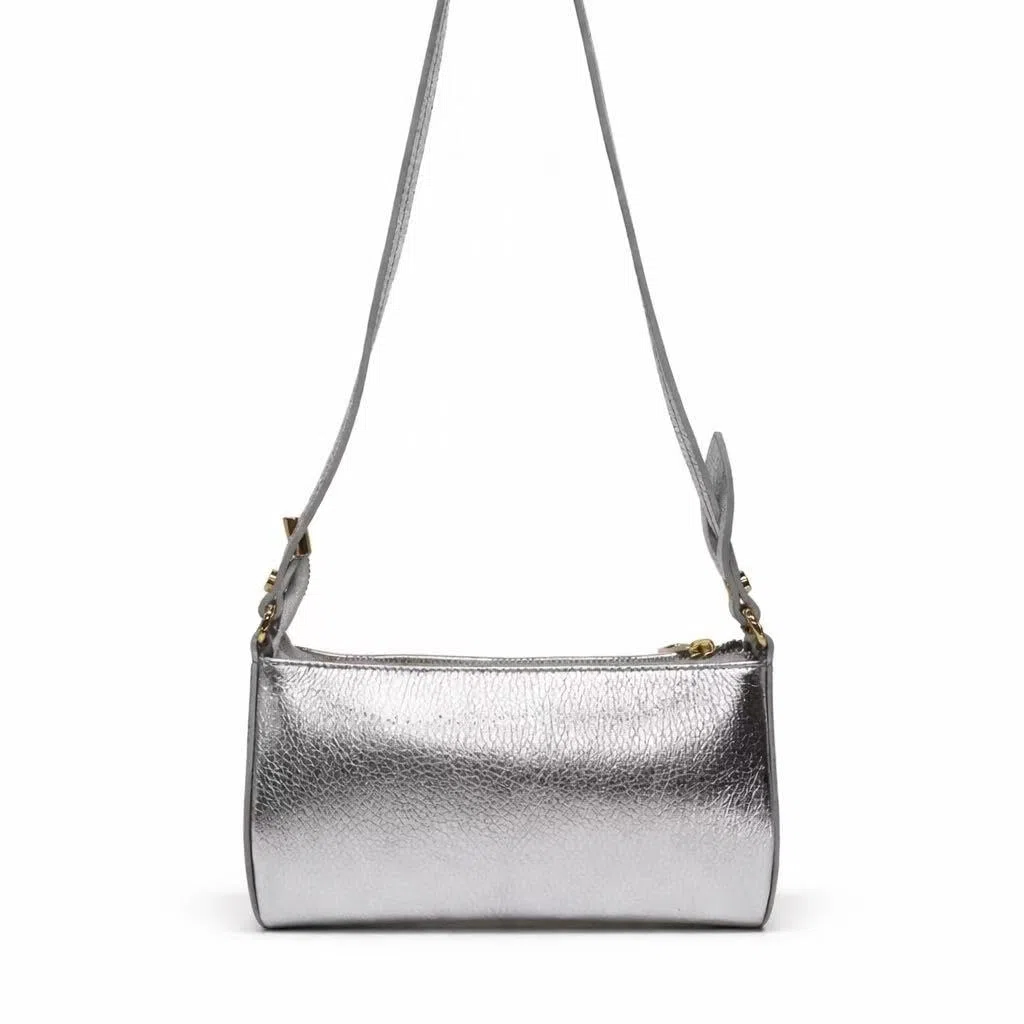 Generico Pochette Donna in Vera Pelle Made in Italy, Borsa Piccola Elegante con Zip e Tracolla Rimovibile, Pochette Donna da Sera o Cerimonia, 23 x 13 x 5,5 cm