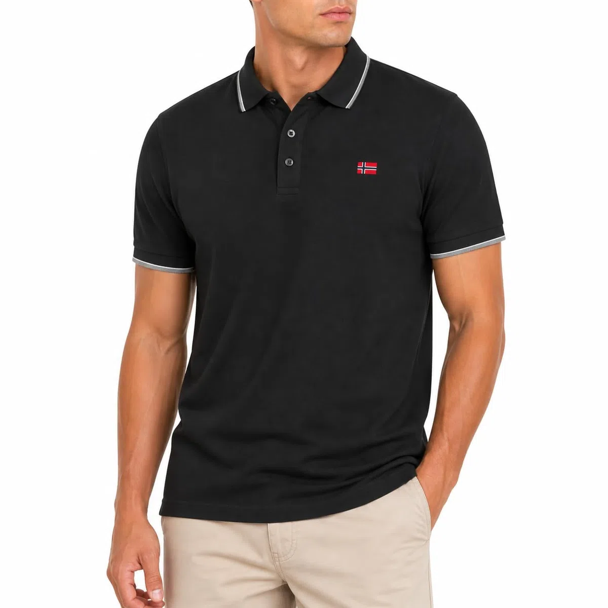 Polo Uomo 100% Cotone Piquet, Maglia Maniche Corte con Colletto e Bottoni, Polo Uomo Casual Elegante per Tempo Libero e Ufficio, Vestibilità Confortevole con Logo Ricamato Lato Cuore