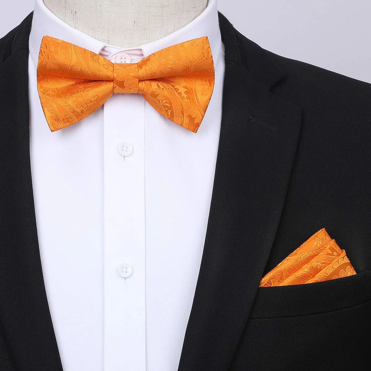 HISDERN Bretelle da Uomo Paisley Bretelle Uomo Eleganti Regolabile 6 Clips di e Forma a Y Elastica Bretelle Papillon e Fazzoletto da Taschino Set