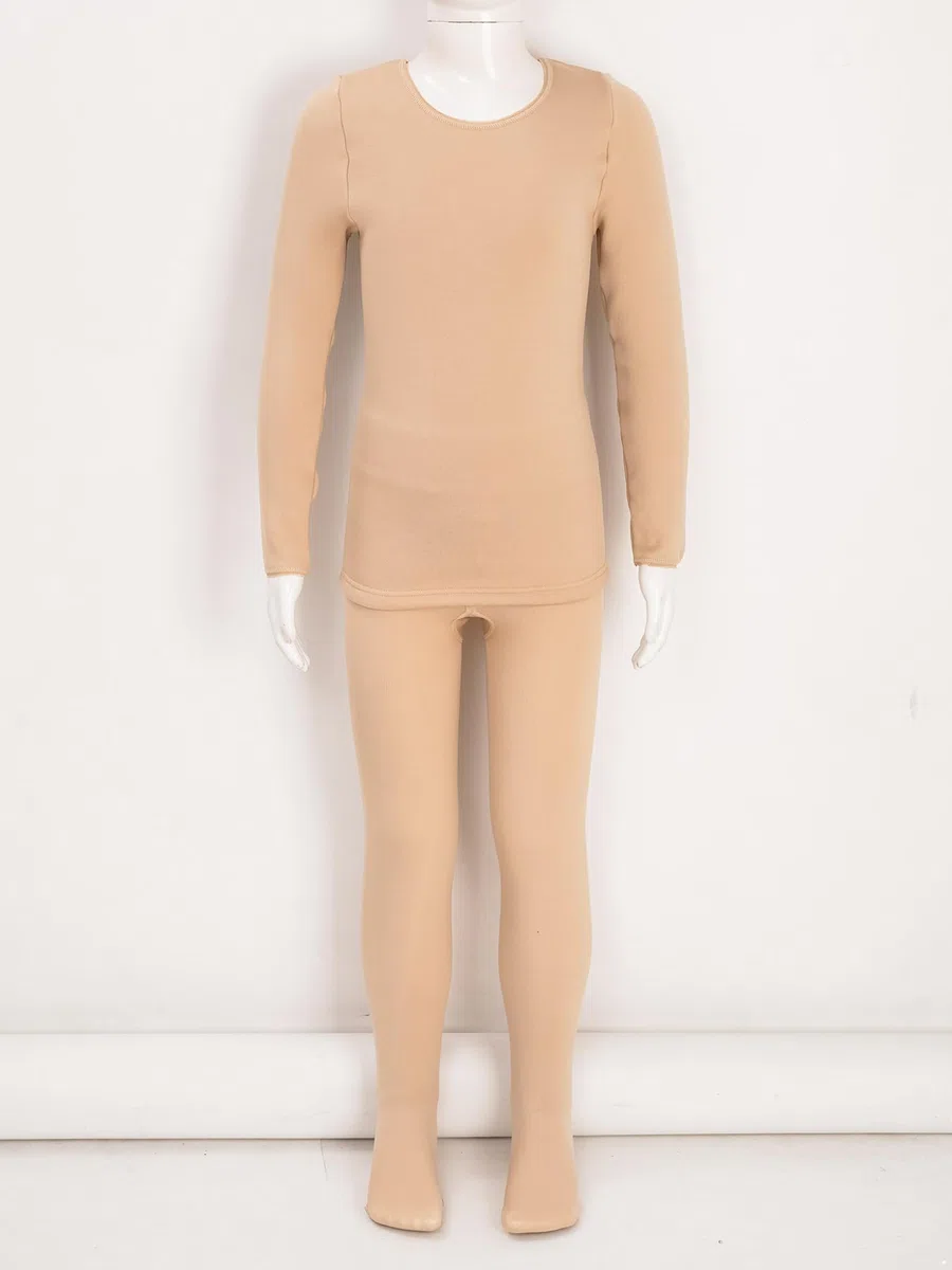 Mufeng Tuta da Danza Classica Bambina Completo Maglia e Pantaloni Termici Biancheria Termica in Felpata Intimo Termico per Ballo Balletto Danza Moderna