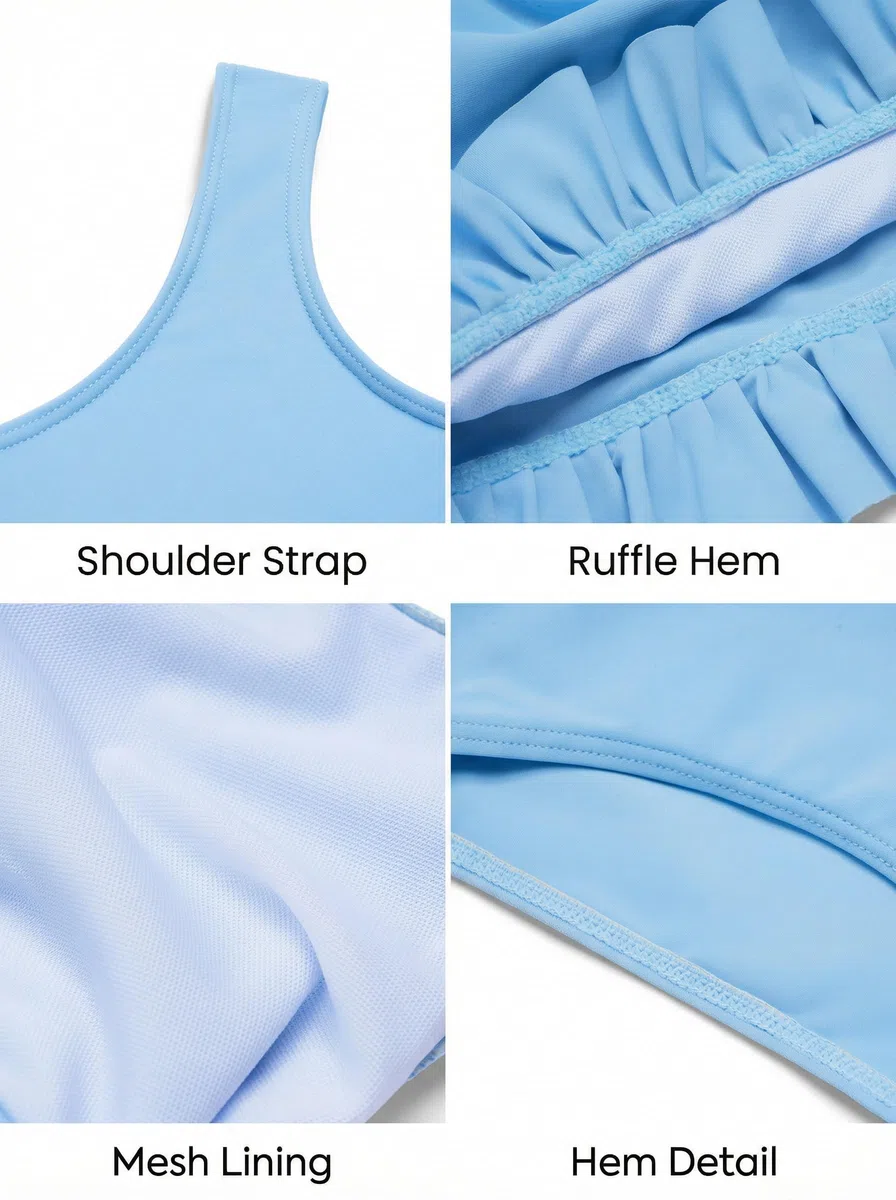 Arshiner Ragazze Bikini Set Ruffle Bustier Bikini Slip Bambini Tankini Due Pezzi Costumi da Bagno Estate Stampa Floreale Spiaggia Surf Costume da Bagno 5-14 Anni