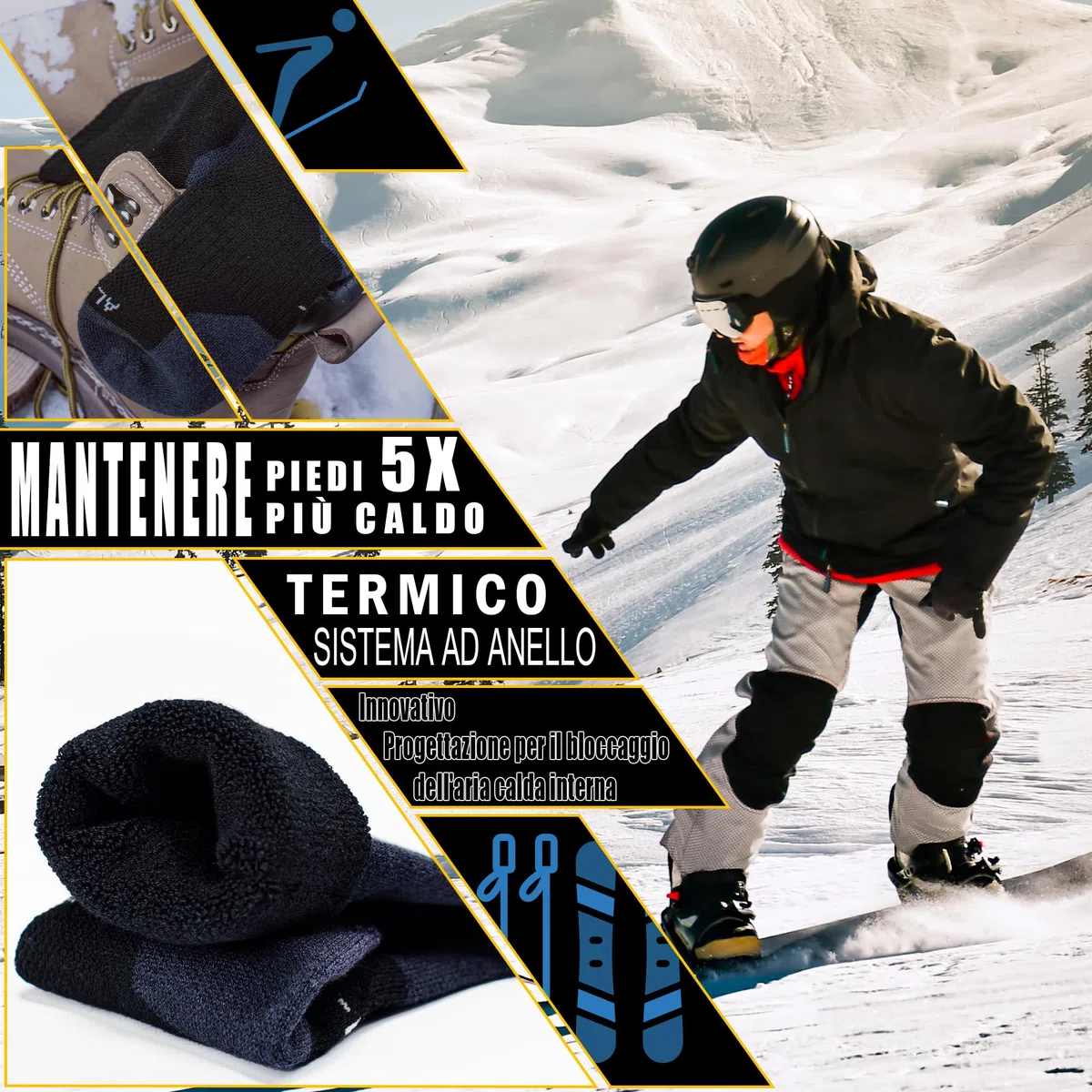 Calze Termiche Donna Uomo 2 Paia Lana de Alpaca Invernali Calzini Termici Calde Caldi Pesanti Ciclismo Trekking Running Sci Sportive Taglie 35-51