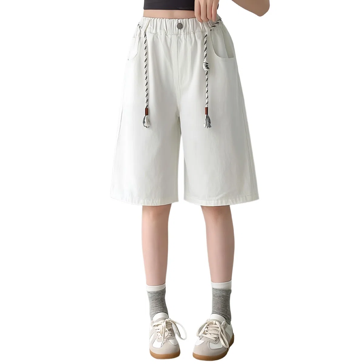 Pantaloncino da Ragazza Elasticizzato Casual con Elastico in Vita Alta Pantaloncini Estivi da Bambina Pantaloni Corti Larghi Pantaloni Corti Bambina per Vacanze al Mare