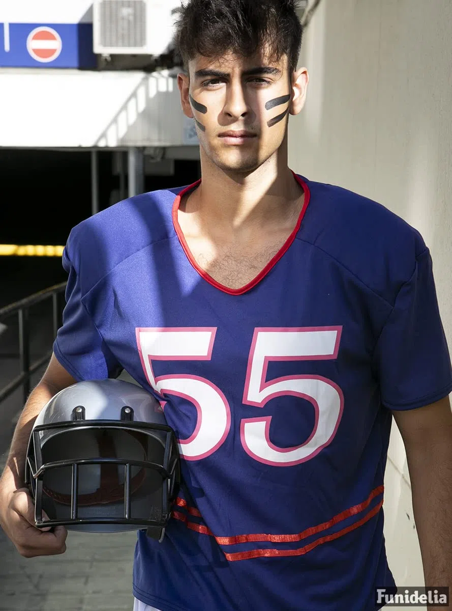 Funidelia | Costume da Football Americano per Uomo Taglia L Rugby, Quarterback, Football Americano, Professioni - Azzurro/Blu