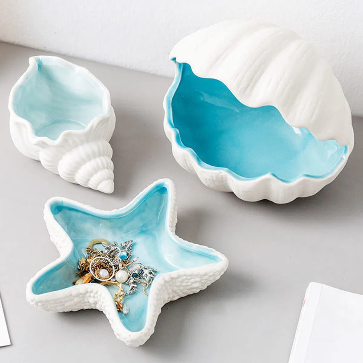 Disoza Mare Conchiglia Vassoio Gioielli Vassoio Decorativo Stella Marina 21 * 19 * 4cm Gioielli Vassoio Decorativo Vassoio In Ceramica Chiave Vassoio Di Stoccaggio Piatto Dessert Piatto Porcellana
