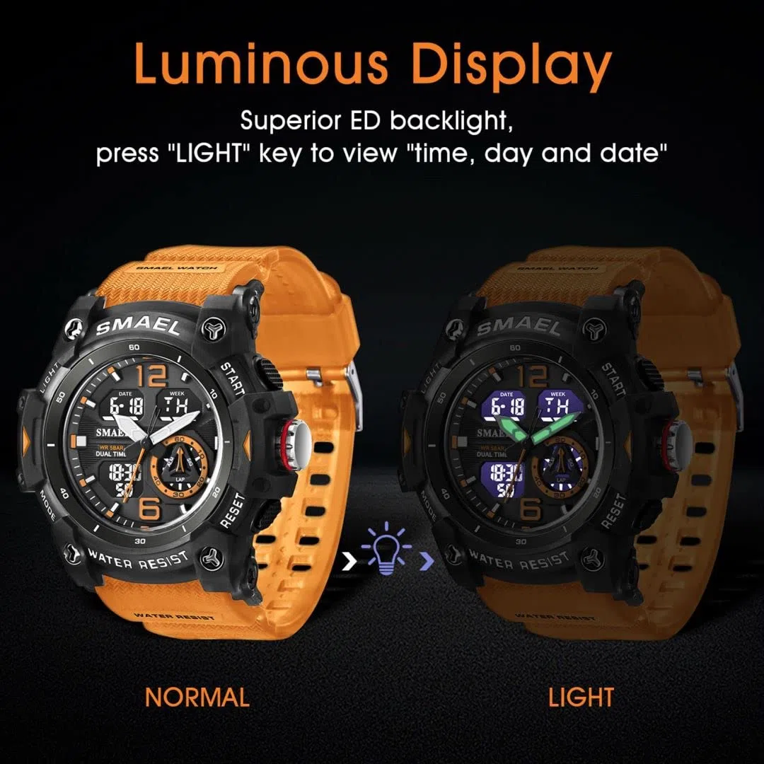 aswan watch Orologio Uomo,Orologio Digitale Uomo con Cronometro,Allarme,Luce LED，Calendario-Orologi Sportivo con Cinturino in Silicone