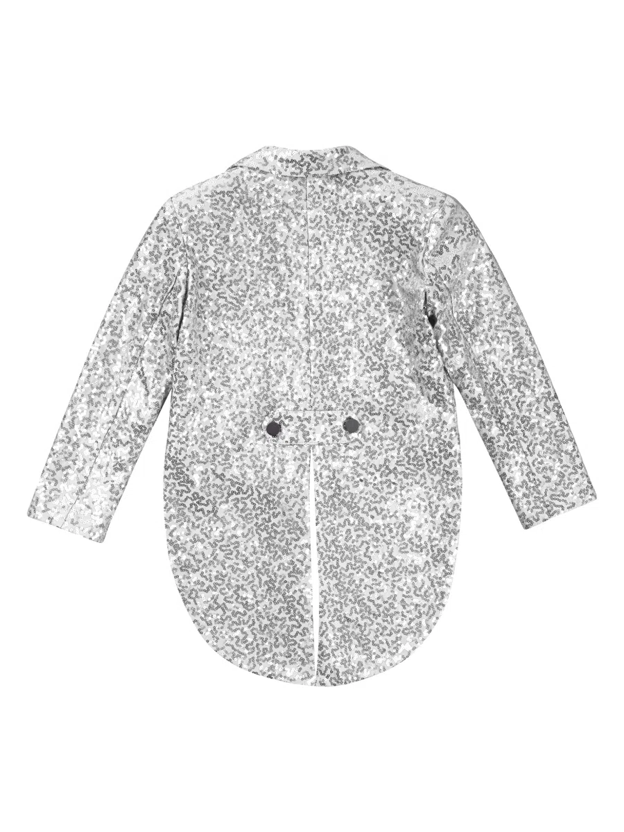 Blazer da Abito Blazer Lucido da Bambino Ragazzo Tailcoat da Cerimonia Cappotto Blazer da Prestazioni sul Palco Paillettes Carnevale Mascherata