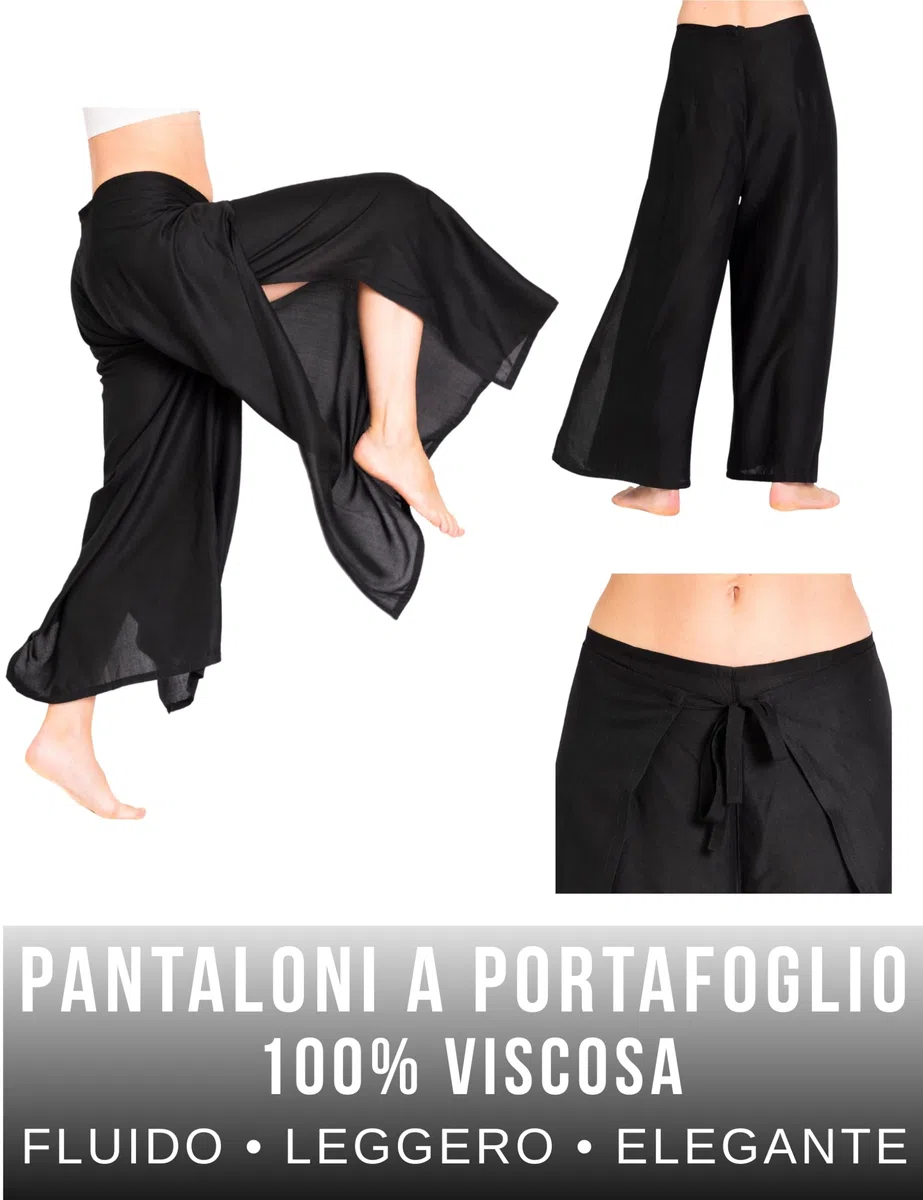 PANASIAM Gonna Pantalone Donna - Pantaloni a Portafoglio Palazzo Eleganti Ampi in Viscosa Tinta Unita - Pantaloni Estivi Leggeri e ariosi Stile Boho - Taglio Dritto - Sunshine Pants