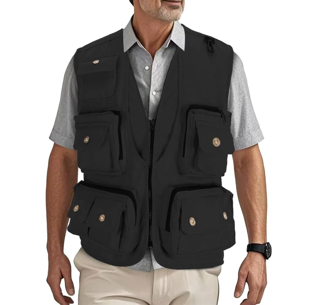 Uomo Gilet da Pesca Multitasche Giubbino da Lavoro Smanicato Traspirante Outdoor Vest JRC Safari Giacche Gilet MJ15