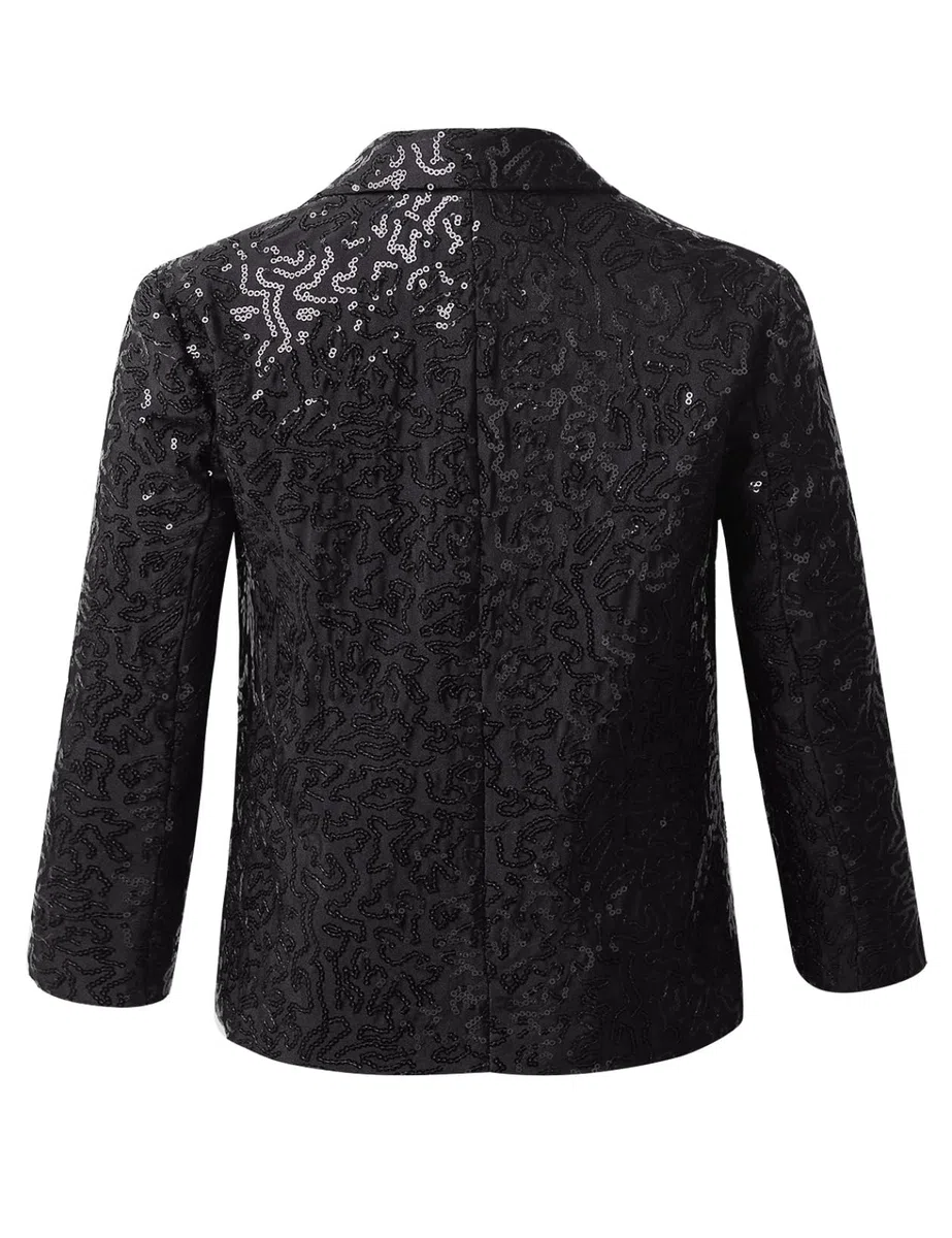 Bambino Ragazzi Blazer Giacca da Elegante con Paillettes Cappotto in Paillettes Formale Costume da Comunione Festa Partito Top Formale Battesimo