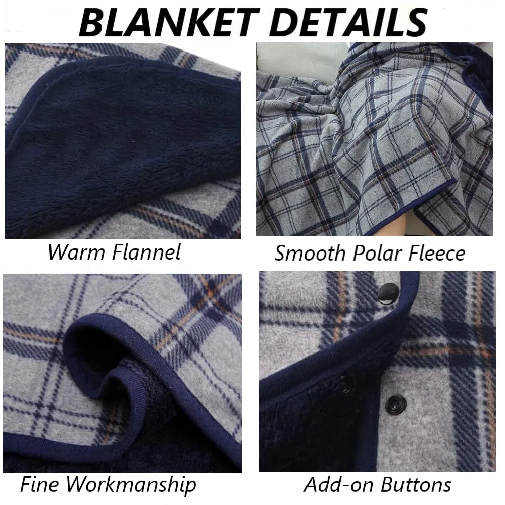 JEMPET Coperta indossabile in pile con bottoni - Comodo poncho, coperta in flanella, scialle, mantella senza maniche in peluche per uomo e donna140cm*100cm