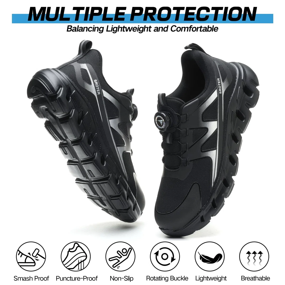 AEKYIWL Scarpe Antinfortunistiche Uomo Donna Bassa Scarpe da Lavoro Leggere Comode Antiscivolo Traspiranti Scarpe Antinfortunistica