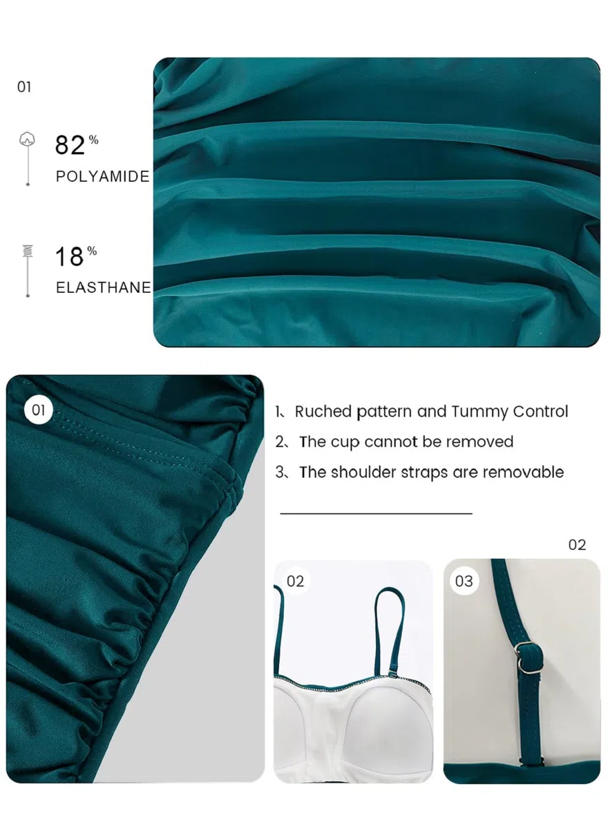 Yutdeng Costume da Bagno Donna Twist Front Tankini 2 Pezzi Push Up Swimwear Costume Mare Spalline Staccabile Bikini con Controllo della Pancia Swimsuit