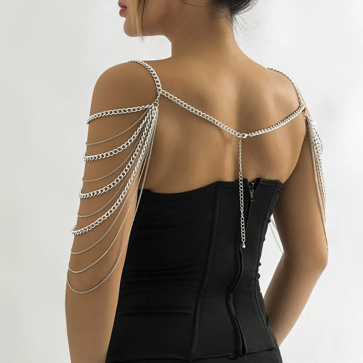 NICENEEDED Catena per Il Corpo della Spalla, Catene di Gioielli per Il Corpo con Collana Bikini Multistrato, Catene per Imbracatura per Il Corpo del Reggiseno Punk da Spiaggia per Donna