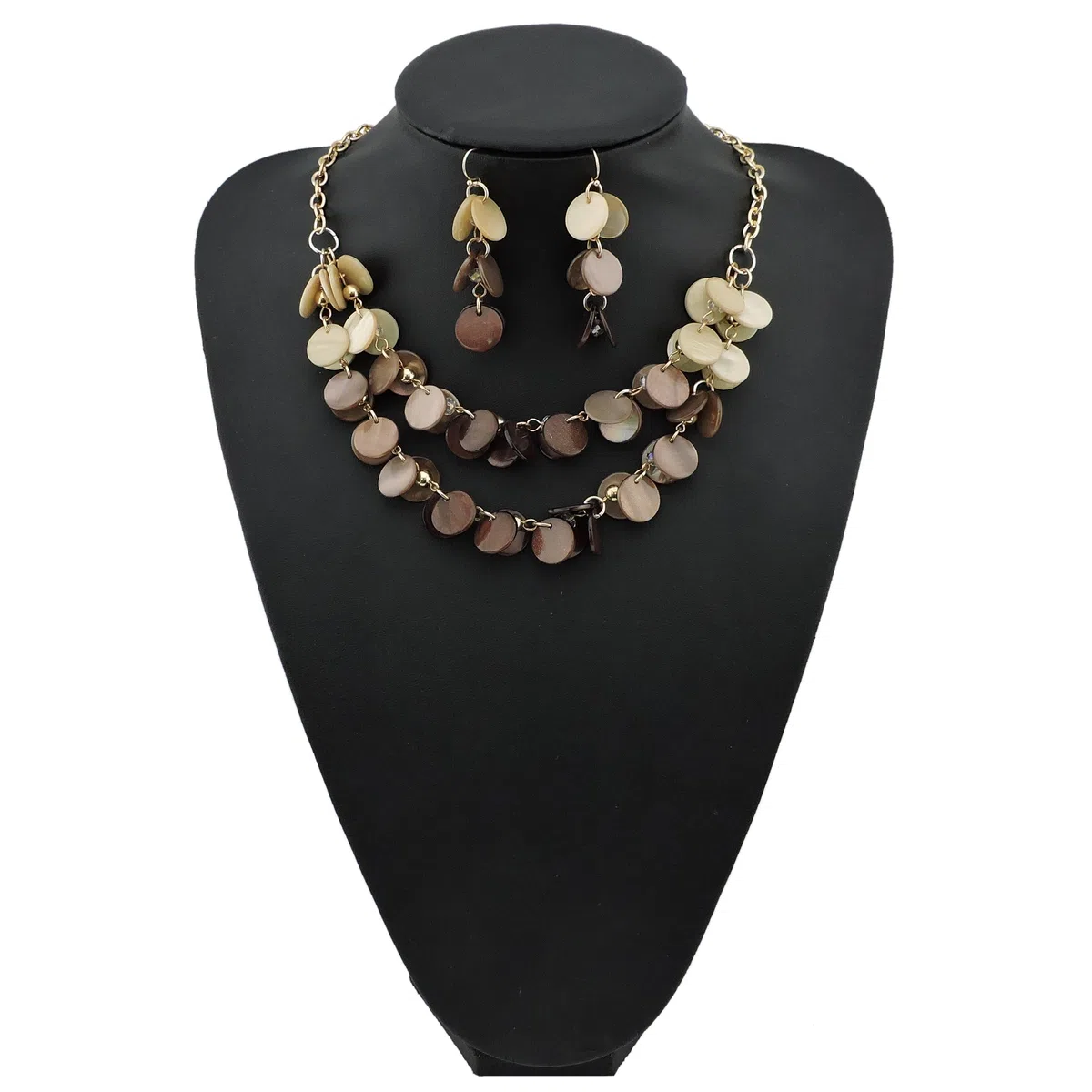 Bocar 2 strati dichiarazione girocollo Shell collana e orecchini set per le donne regalo