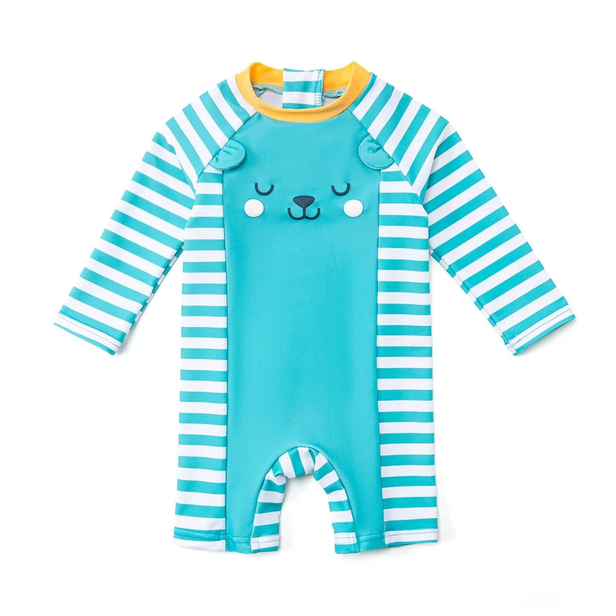 BONVERANO Costume Intero Neonato Manica Corta Protezione UV 50+ con Cuffia