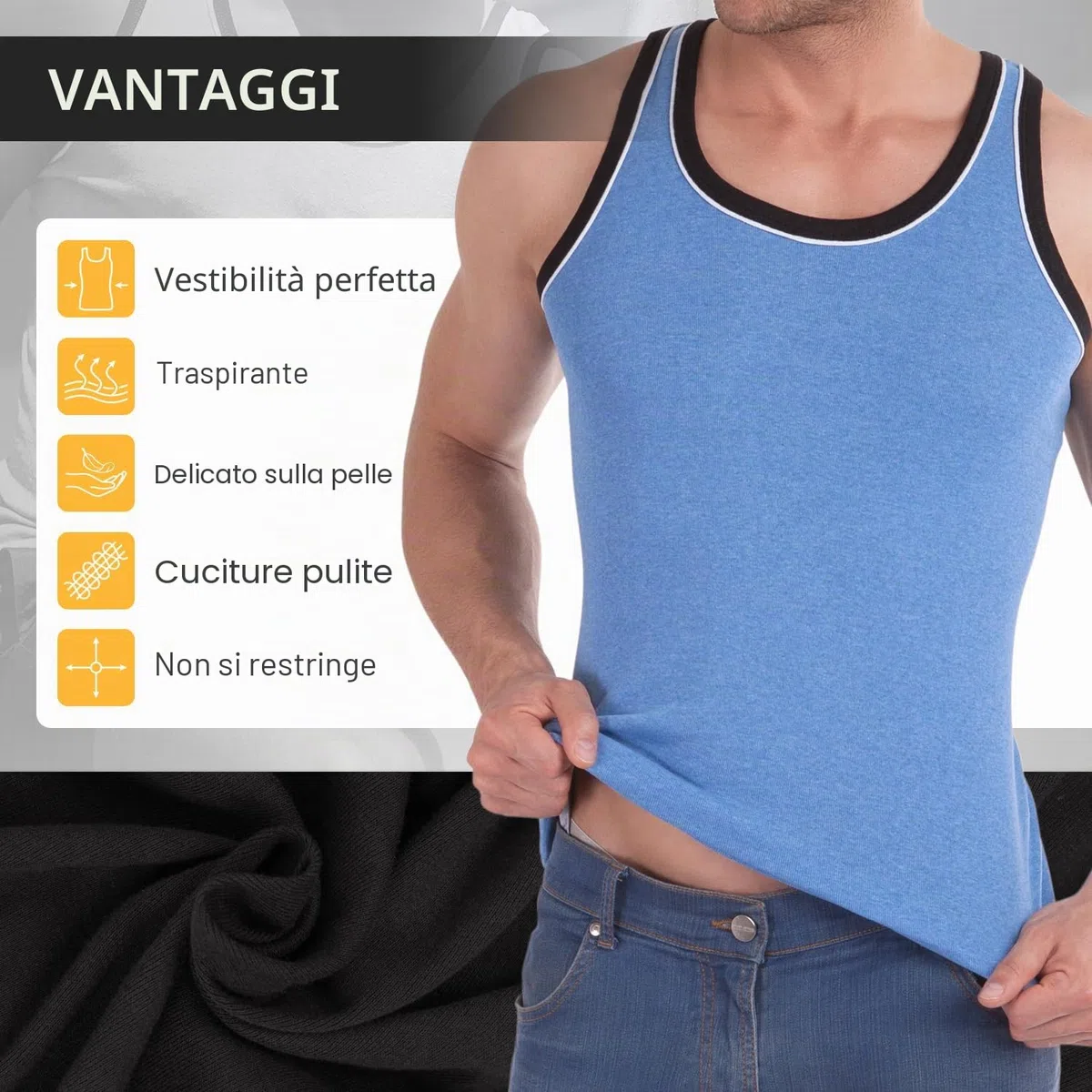 Confezione da MT® Canotta da uomo melange colori – uomo Canottiere Intime ascella camicie Sport camicie in confezione da 5 colori