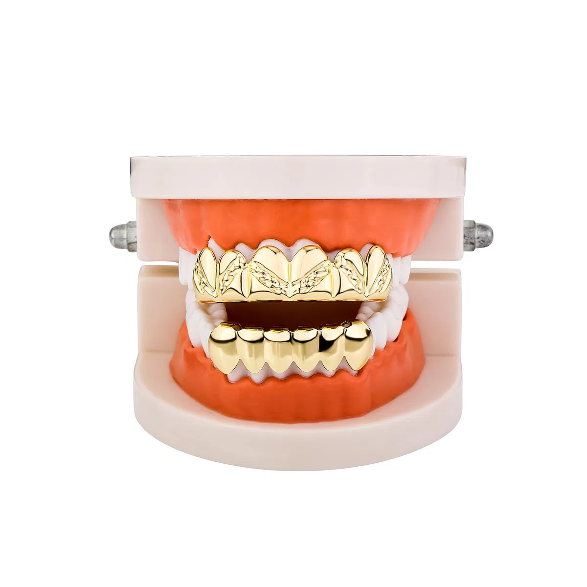 Griglie dentali da uomo Hip Hop da uomo per i tuoi denti, placcate in oro 18 carati, 6 tappi per denti, set per uomini e donne, accessori per costume da rapper, gioielli con barre di stampaggio