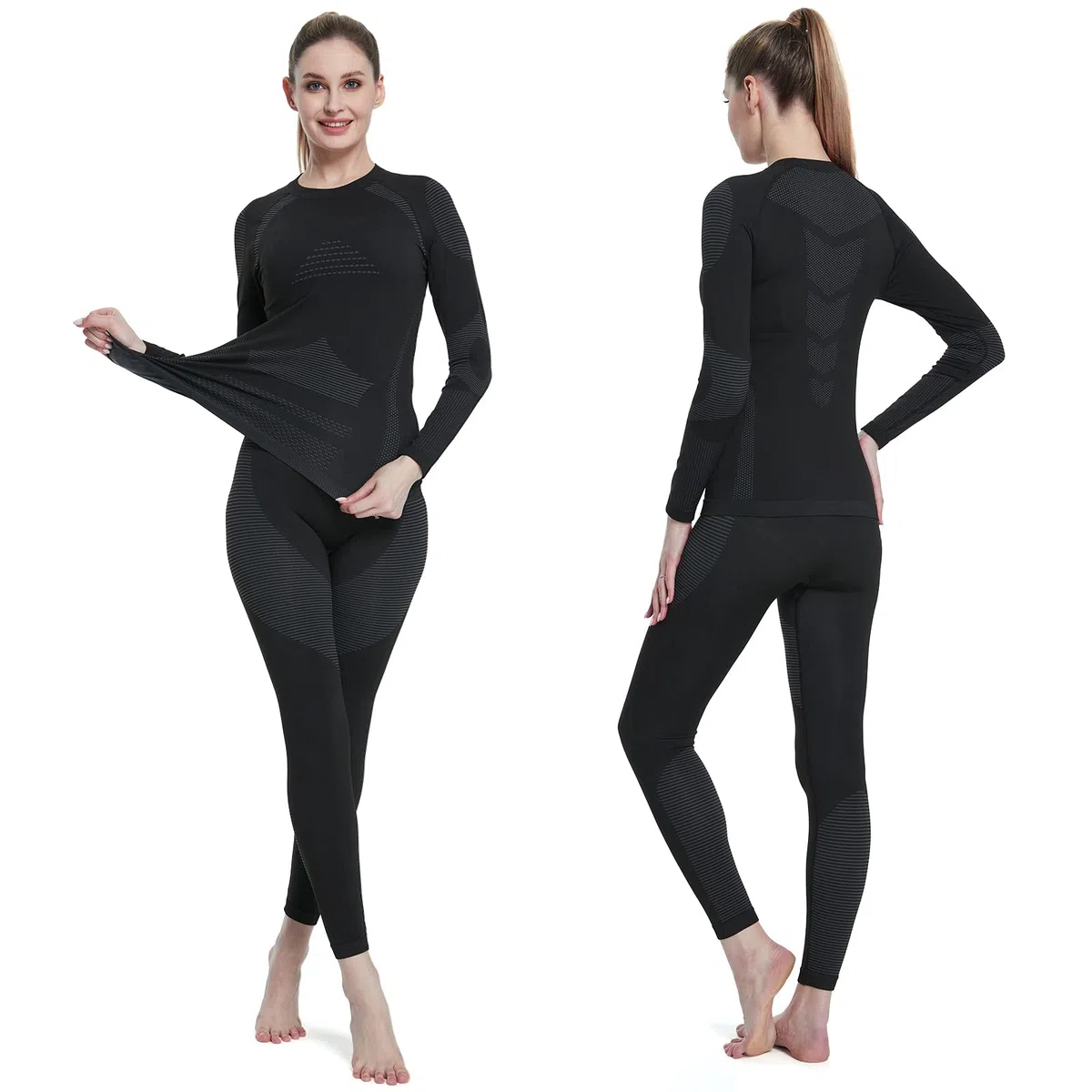 Homord Intimo Termico Donna Maglia Termica Donna + Pantalone Base Layer Riscaldante Traspirante ad Asciugatura Rapida Tuta Termica Termici Base per Ciclismo Trekking Skiing Yoga