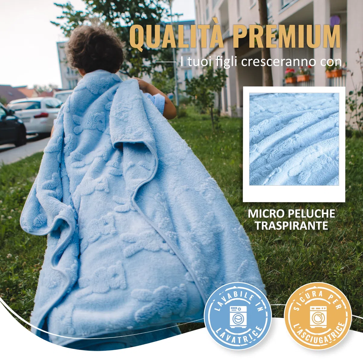 BOACAY Coperta da Viaggio per Bambini per Aereo, Auto - Coperta Plaid Morbida per Bambini per All'asilo - Cuscino per Ragazze, Ragazzi con Clip per Zaino, Manica per Bagagli