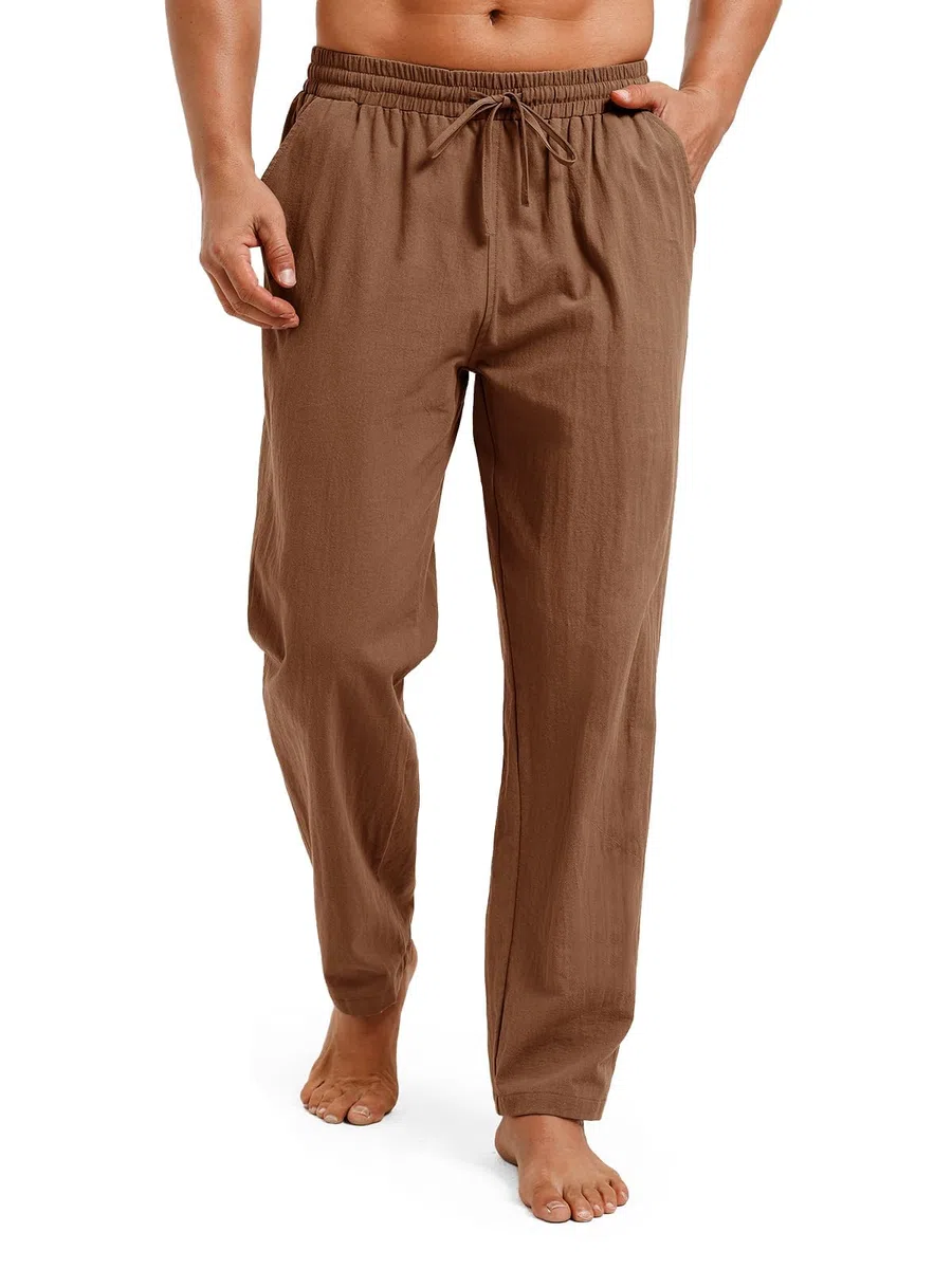 Runcati Pantaloni medievali da uomo vichinghi, rinascimentali, da pirata, per cosplay, costume steampunk, in lino, tinta unita, da spiaggia, per il tempo libero, leggeri e vintage