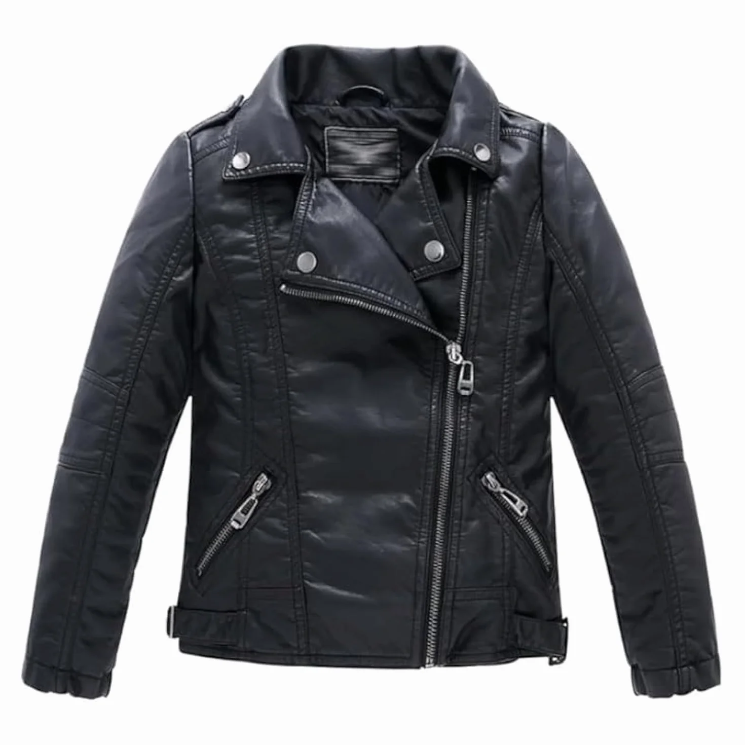Giacca in finta pelle per ragazze, cappotto in finta pelle, giacca da motociclista per bambini