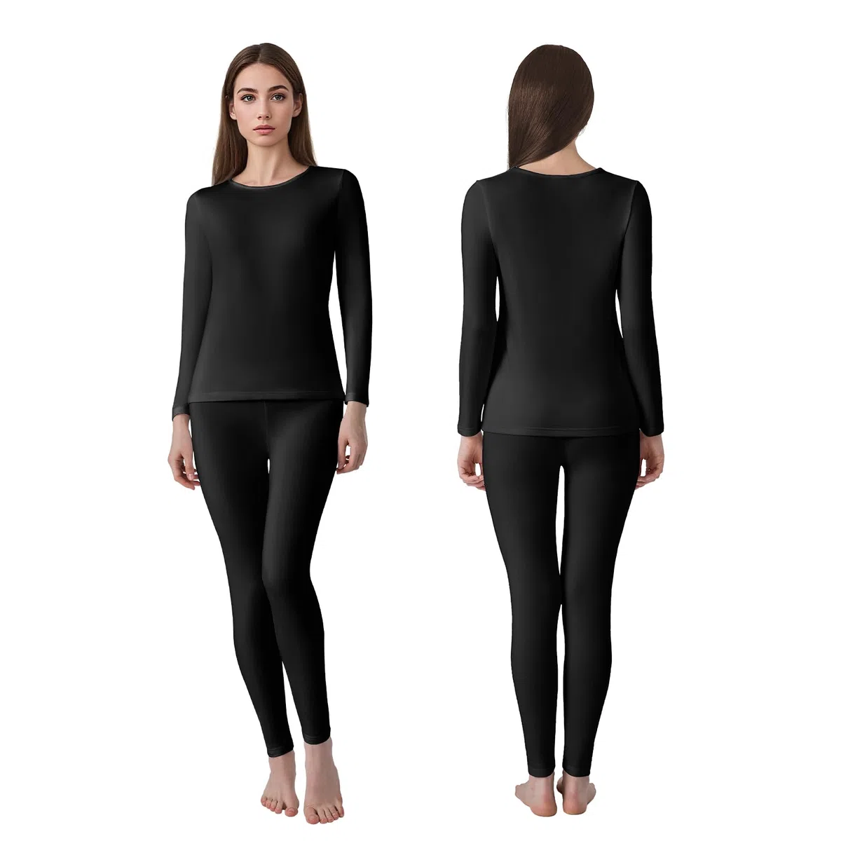 Channo Intimo Termico Donna Completo: Maglia a Maniche Lunghe e Pantaloni Comodi Morbidi Traspiranti con Fodera in Pile Ideali per l'inverno