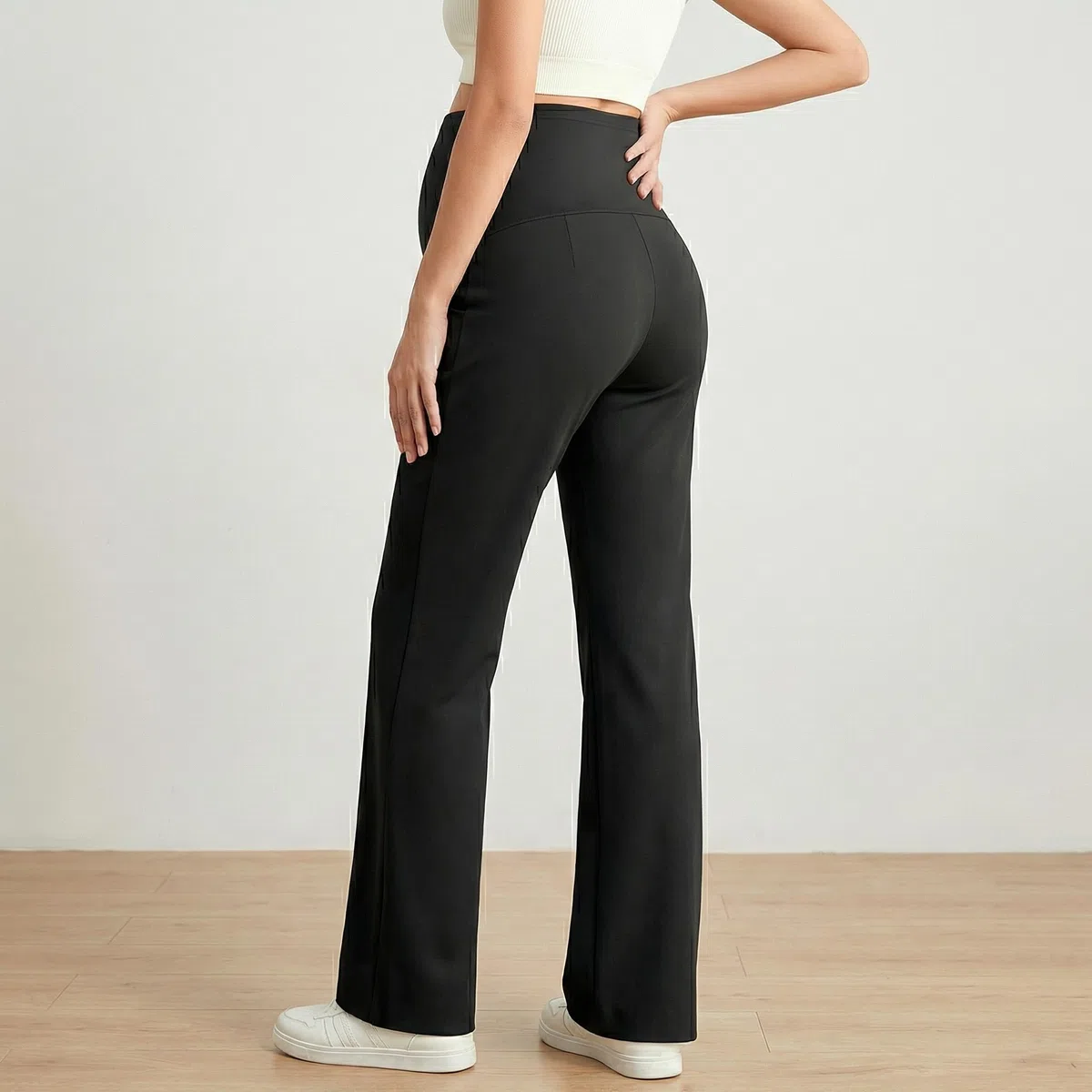 Pantaloni Premaman da Donna a Gamba Larga, Comodi Pantaloni da Salotto, Morbidi Pantaloni Premaman a Palazzo con Tasche
