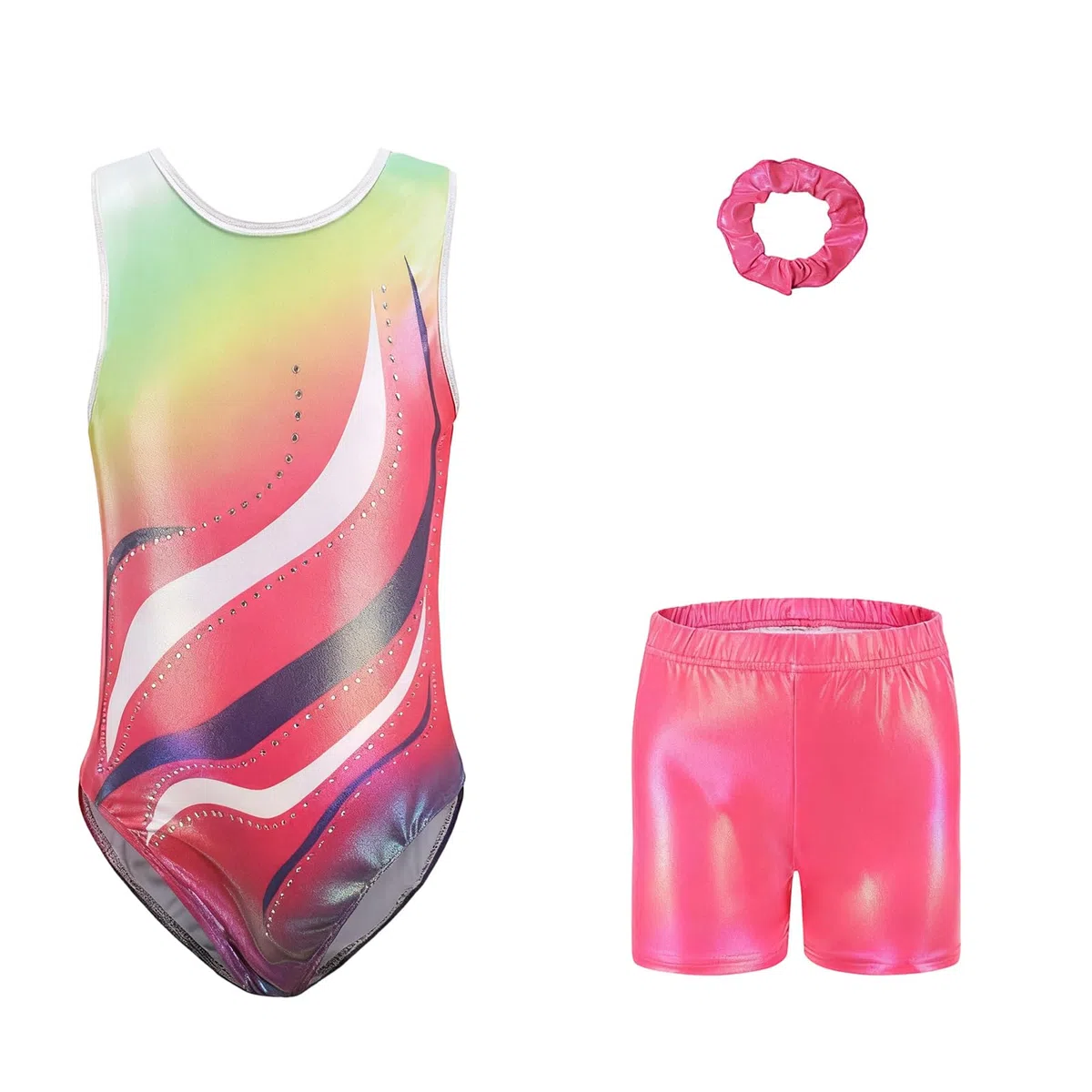 Body traspirante per bambini con strass, comodo costume da danza per allenamento attivo ed eventi scintillanti con body scintillante per allenamento con strass spandex costume traspirante