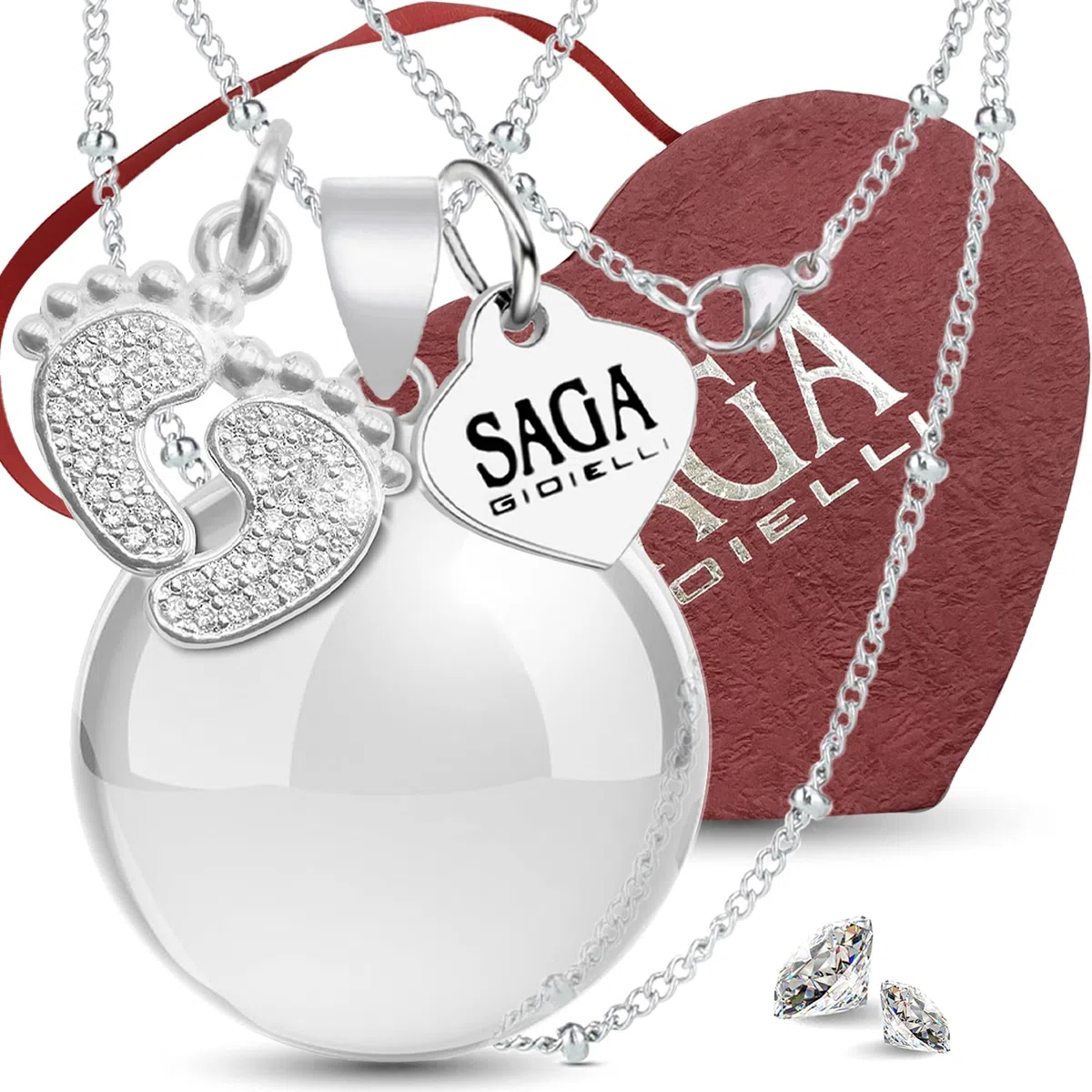 SAGA GIOIELLI® COLLANA CHIAMA ANGELI GRAVIDANZA, RICHIAMO DEGLI ANGELI, SFERA SONORA (MODELLO)