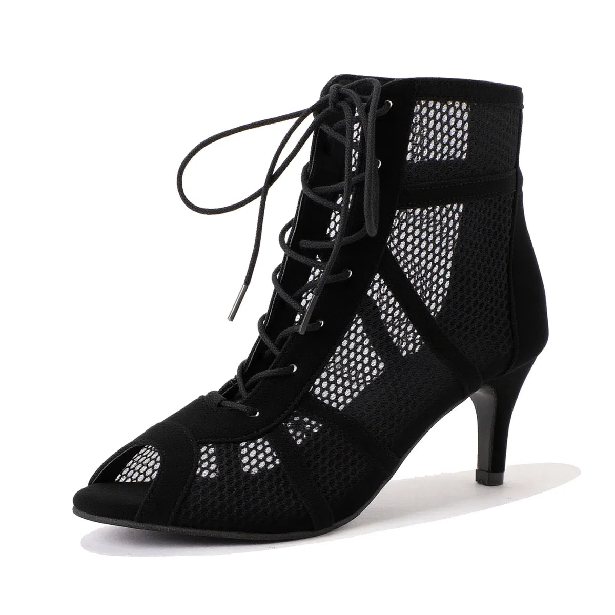Heels Dance Class Bootie Scarpe da Ballo Donna con Tacco, Alto Sexy in Rete Eleganti Decollete Scarpe Tacco Donna, Punta Aperta con Lacci 7/10 cm per Dance Performance