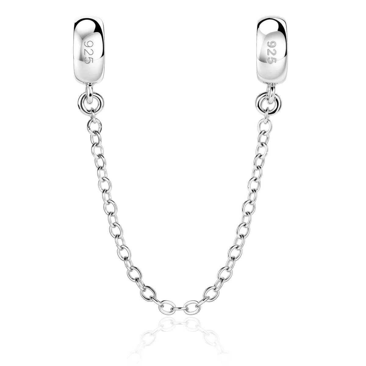 LOVANS Charms Stopper 925 Catena di Sicurezza in Argento Sterling con Perline di Gomma Intercalare per Braccialetti di Fascino in Argento Sterling Europeo Stopper