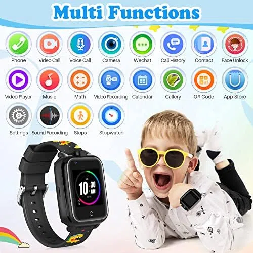 OKYUK 4G smartwatch per bambini, GPS tracker multipli stili desktop tra cui scegliere, chiamate bidirezionali, abilità dell'immagine, SOS, WLAN, touch screen impermeabile per 4-12 ragazzi e ragazze