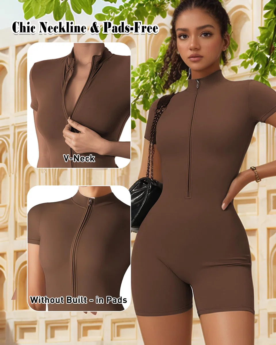 Merlvida Jumpsuit Donna Tuta Intera Corta Sportiva Senza Cuciture Aderente Completo Palestra Elegante Estiva Sexy Bodysuit Outfit Yoga Gym Fitness Workout