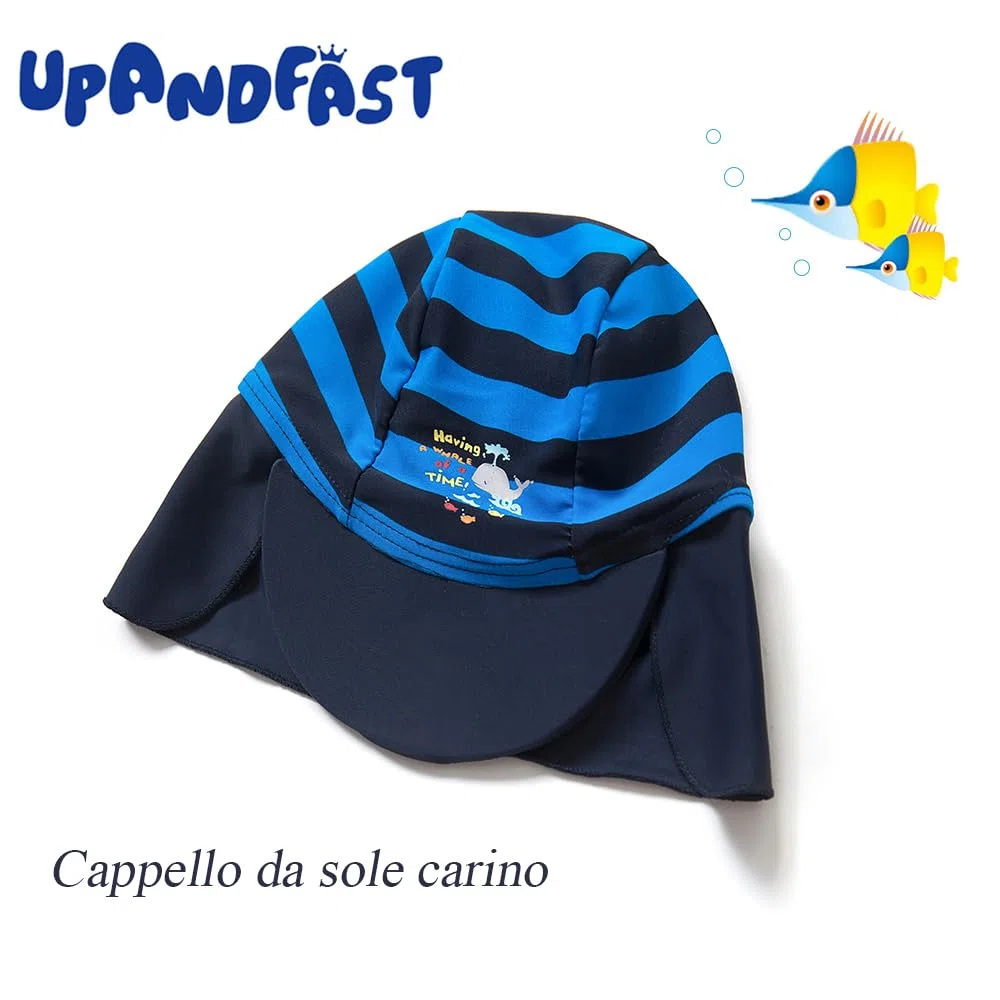 upandfast Costume da Bagno Intero per Bambini con Cappello da Sole UPF 50+ Protezione Solare Muta da Surf per Bambini