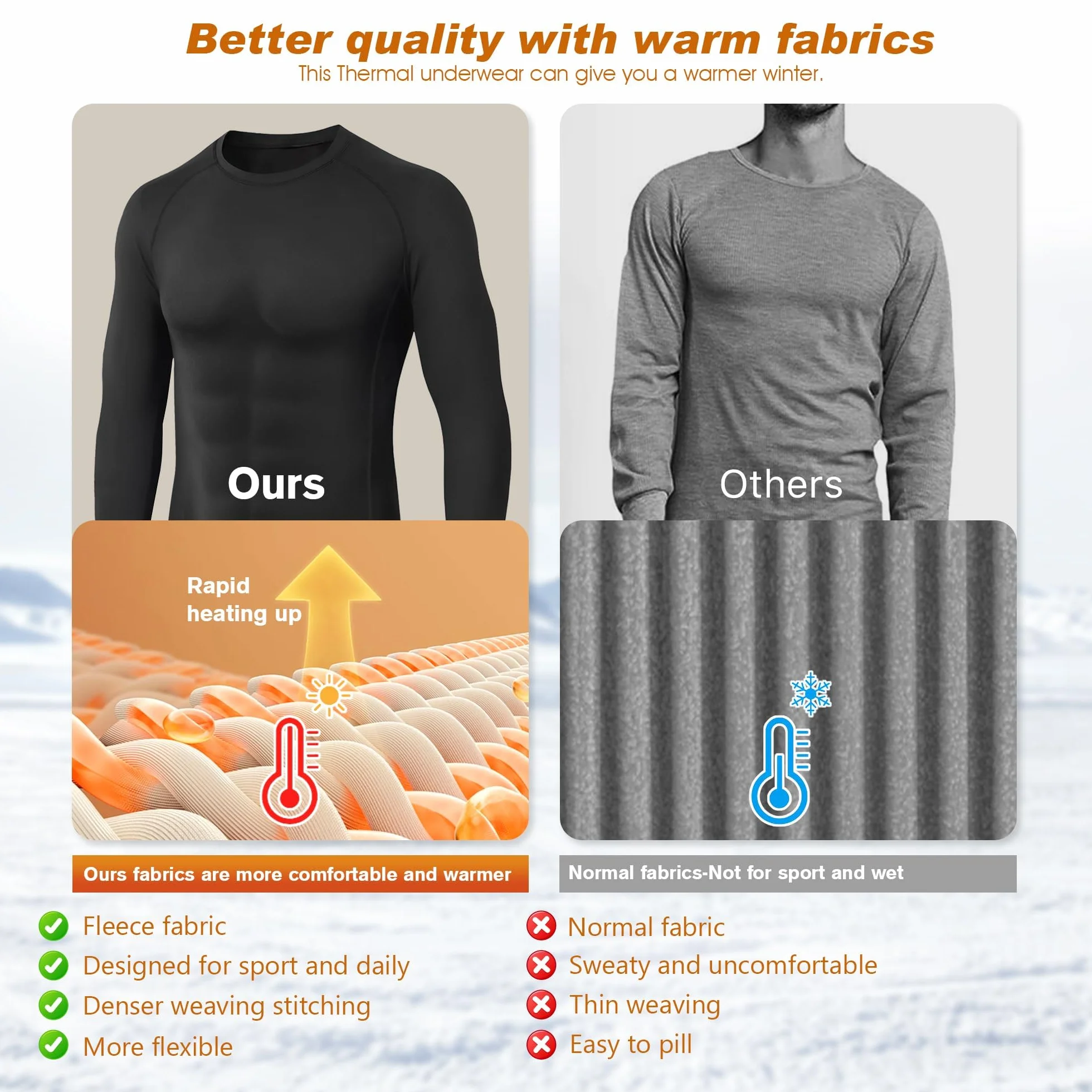 BENNIES Intimo Termico Uomo Tuta Termica Maglia Termica Uomo Completo Termico Set Pantaloni Termici Tuta Sci Abbigliamento Termico Invernale per Sci Palestra Ciclismo Calcio Corsa Running