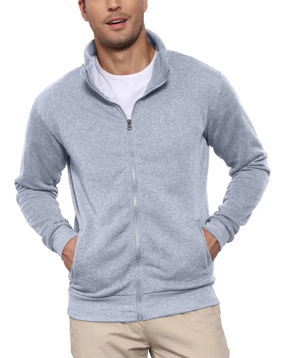 PRIVIMIX Felpa Uomo Senza Cappuccio con Cerniera Zip Invernale Hoodie Pullover M-3XL