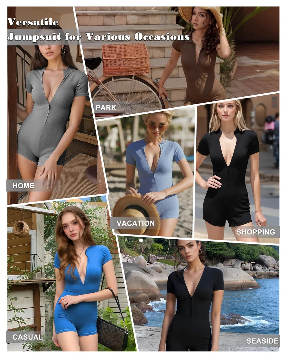 Merlvida Jumpsuit Donna Tuta Intera Corta Sportiva Senza Cuciture Aderente Completo Palestra Elegante Estiva Sexy Bodysuit Outfit Yoga Gym Fitness Workout