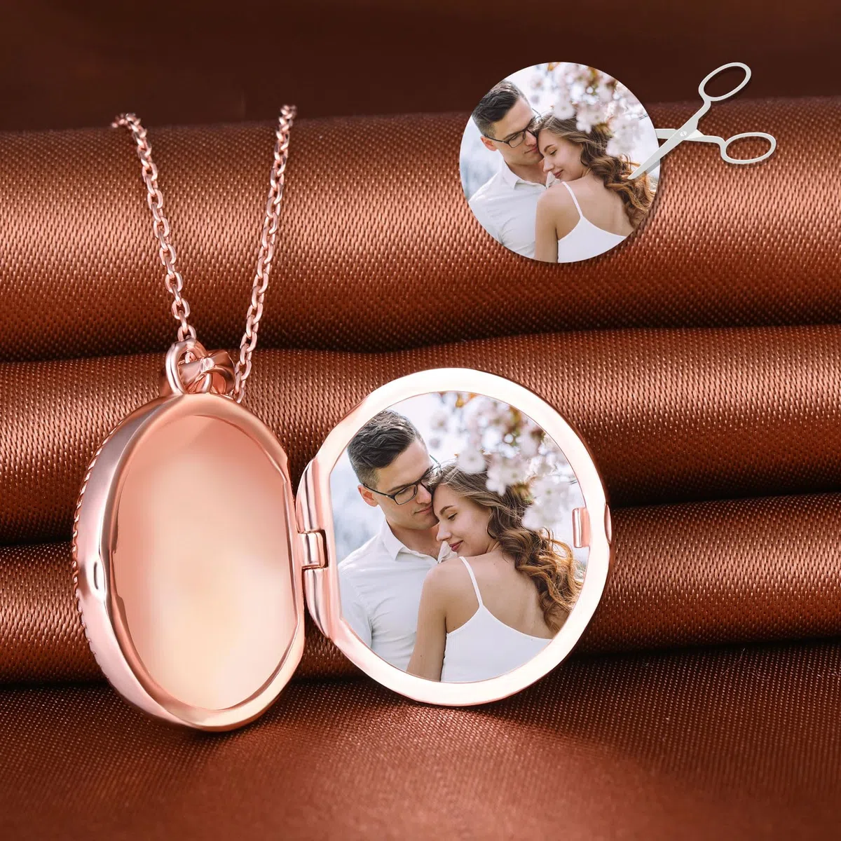 MicLee Collana Ciondoli Foto da Donna in Argento 925 Pendenti Medaglioni de Fotografico Moda Collane Rotonda con Albero della Vita Ciondolo Apribile Argento