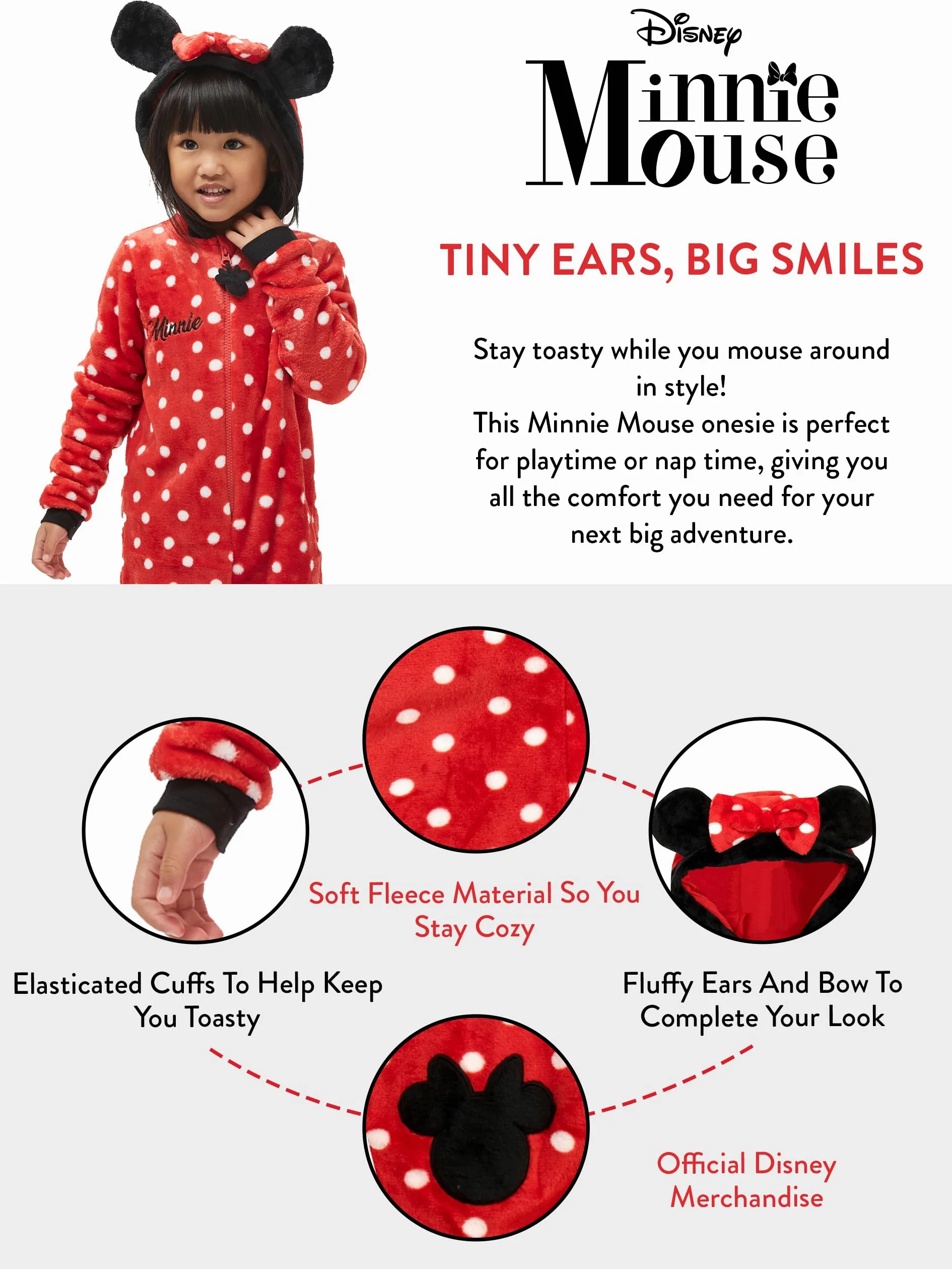Disney Pigiami Interi a Maniche Lunghe per Ragazze Topolina Minnie Mouse