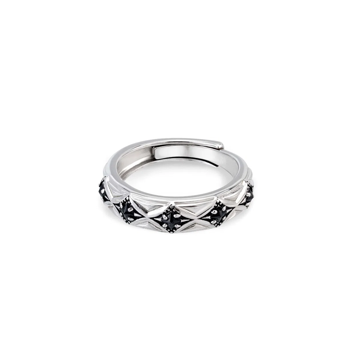 Anello Uomo in Argento Regolabile con Spinelle Nero unisex Anello per Adatti a Donna e Uomo Semplice ed Elegante