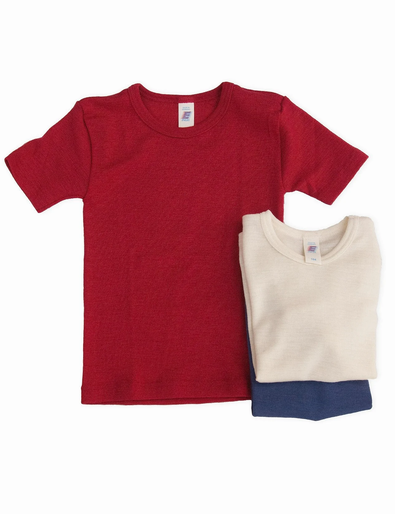 Engel, T-Shirt Bambini, 70% Lana Biologica, 30% Seta
