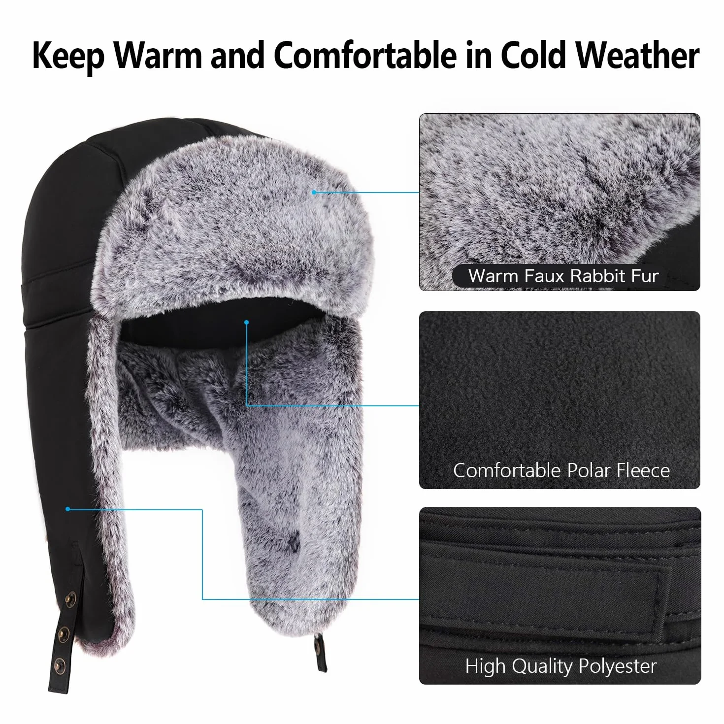 Unigear Ushanka Cappello, Cappelli Bombardiere Caldo Cappello Invernale Antivento con Maschera Rimovibile per Ciclismo, Sci, Snowboard, Campeggio, Trekking