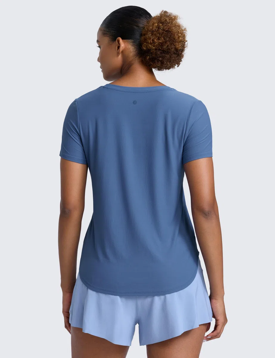 CRZ YOGA Cloudweight Maglie a Maniche Corte per Donna Top da Allenamento con Spacchi Laterali