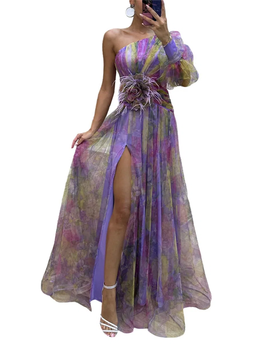 Abito da Sera Donna Abito Estivo Senza Maniche Abito Maxi con Stampa Floreale Abito Lungo con Spacco Abito Aderente Abito Senza Spalline Abito da Festa