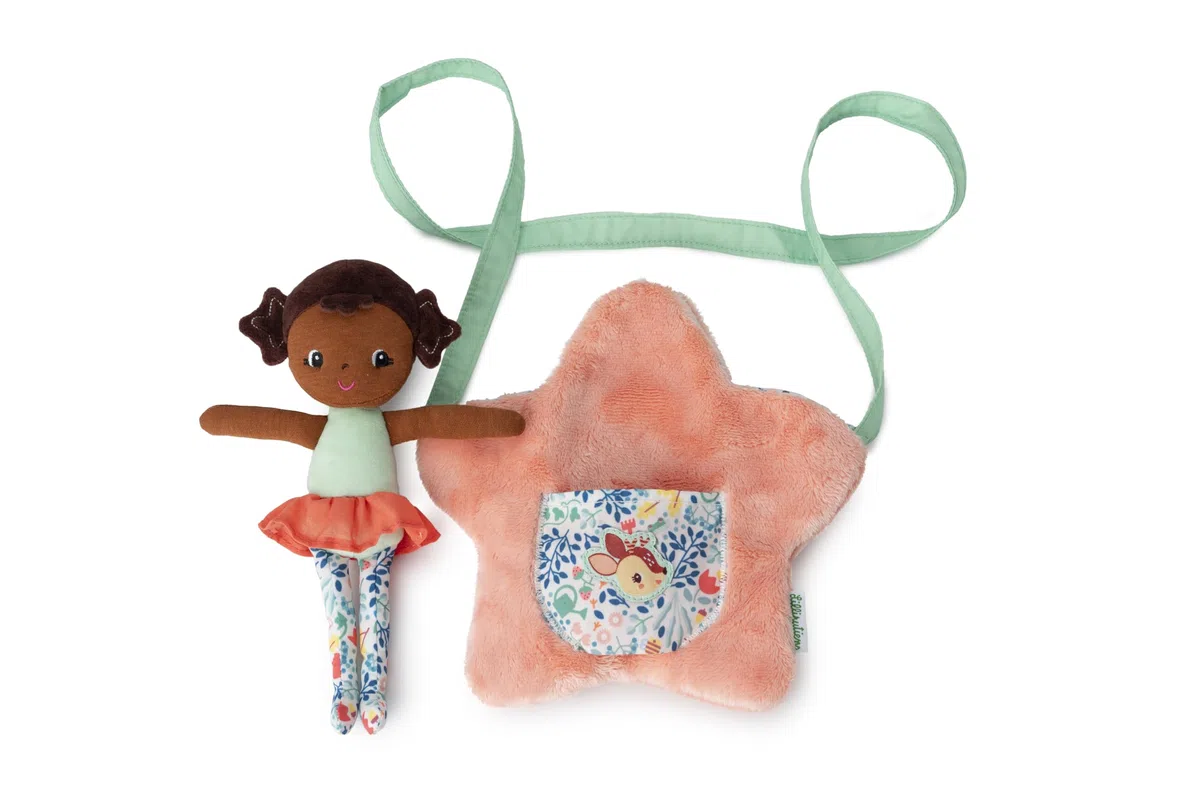 LILLIPUTIENS - Borsa per Bambini + Bambola Inclusa - La mia Prima Borsa a Tracolla - A Forma di Stella - Sviluppa l'immaginazione - Dimensioni 22x26 cm - da 12 Mesi