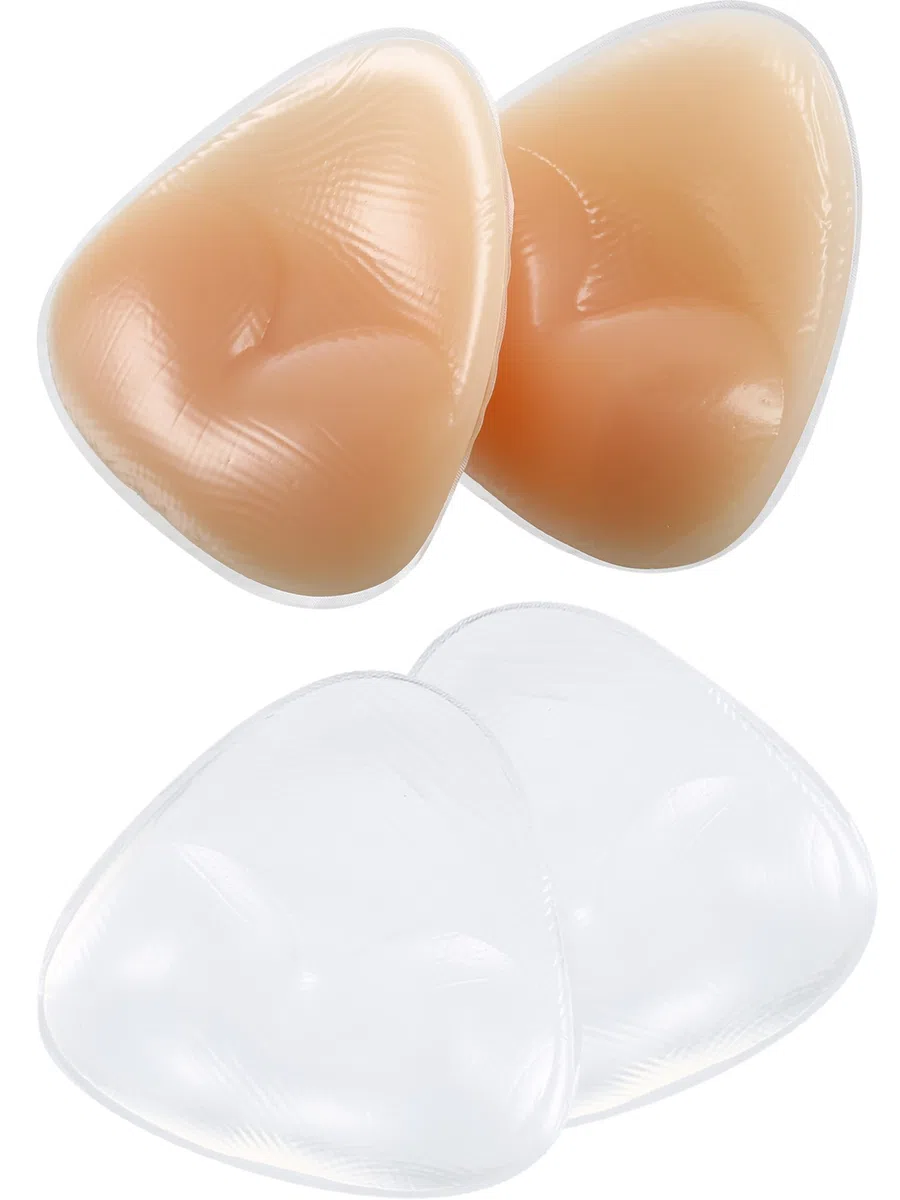 Hestya 2 Paia Bikini Imbottitura di Gel Silicone Inserti di Reggiseno Impermeabile Reggiseno Push UP Rinforzatore del Seno per Cup da A a D, Forma Triangolo (Nudo e Trasparente)