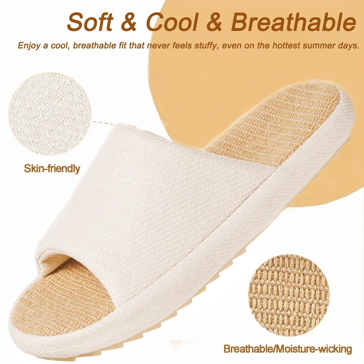 Eagsouni Pantofole di Lino Memory Foam Ciabatte Donna Comode Antiscivolo Morbide Slippers