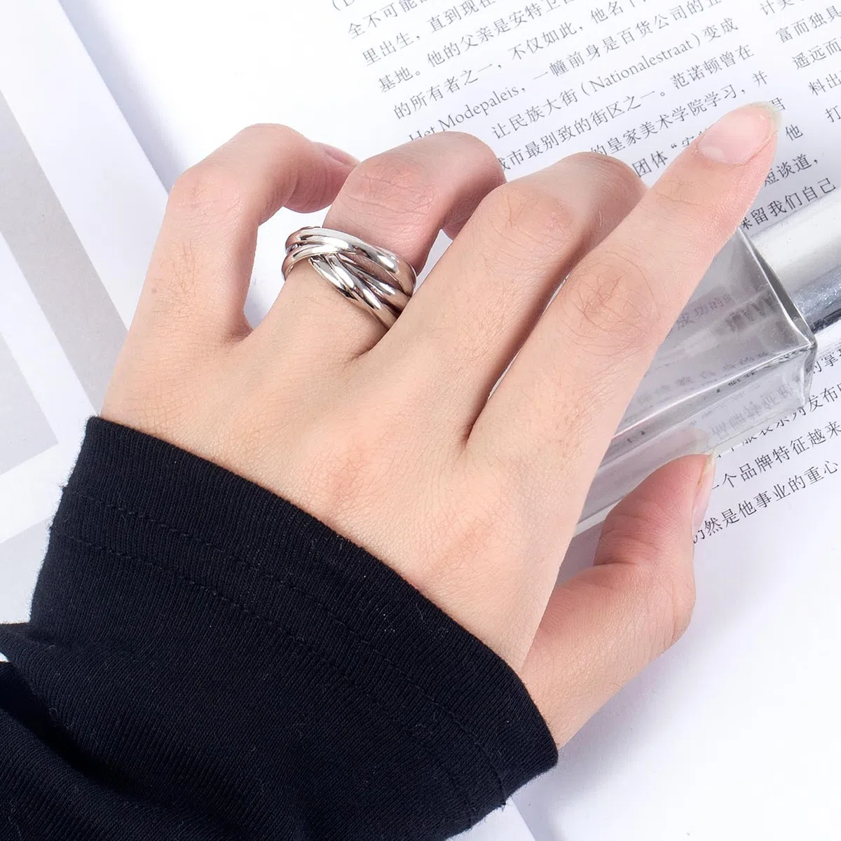 Dankadi Anello 3/5/9 pezzi intrecciato in 925 argento, larghezza 4/6/9 mm, misura 49-70 mm, anello multiplo lotto triplo sottile liscio crociato regalo festa matrimonio per donna uomo