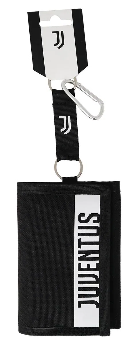 JUVENTUS Portafoglio Juve Ufficiale a Strappo Unisex | BORSELLINO BIANCONERI con Gancio Portachiavi per Tifoso PTFJUT07